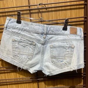American Eagle Outfitters Blue Jean Shorts Distressed Frayed Hem
